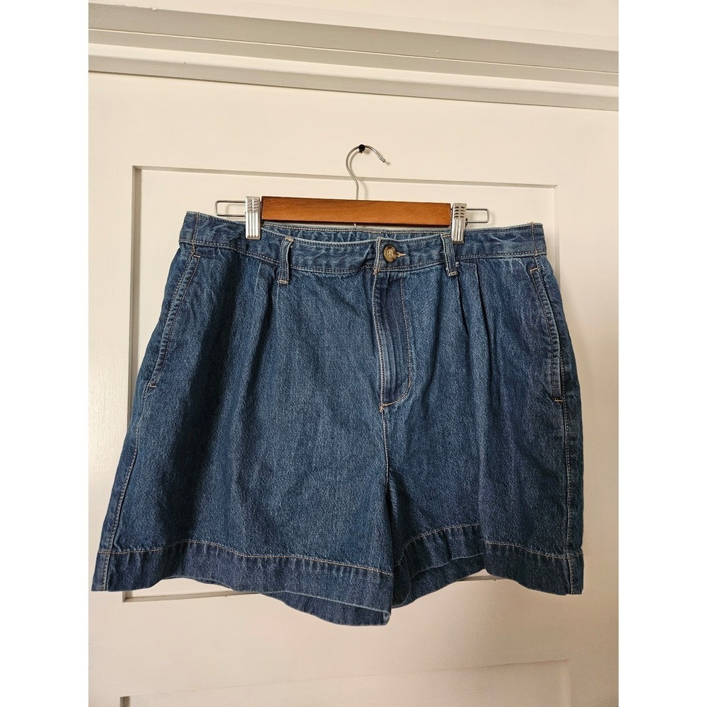Vintage Style High Waisted Pleated Denim Shorts Mom Grandmacore Boho L